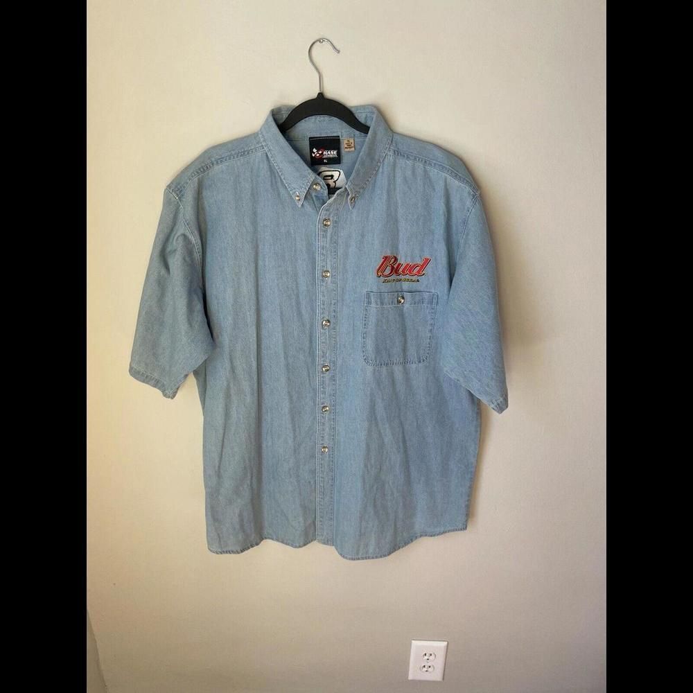 Vintage Chase Authentics Dale Earnhardt Denim Button Down Embroidered Shirt XL